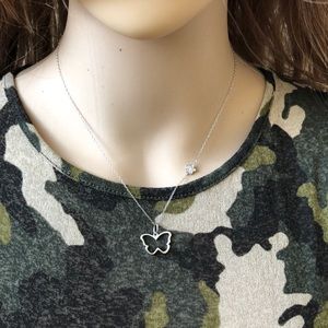 NWOT .925 Silver Rhodium Plated Butterfly Necklace